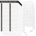 Jeu d'étiquettes de répertoire de disjoncteur et d'autocollants de numéros pour tableau. - 10 Feuilles (7 Répertoire + 3 Numériques) / Noir et Blanc