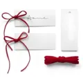 Tarjetas de mesa de comedor con elegantes cintas rojas y etiquetas para cenas - 50 tarjetas con cuerda / Rojo