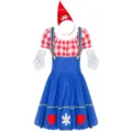Vista dettagliata del costume da birra con maniche a quadri e dettagli di ricamo. - Taglia unica / Sopra e Sotto / colore dell'immagine