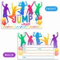 Kids party invitation card colorful jumping silhouettes design double sided blank card. - Invitation Set / 10 Sheets + 10 Envelopes / White