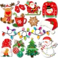 Ensemble d'aimants de réfrigérateur de Noël, autocollants de décoration de fête mignons. - Renne et bonhomme de neige en dessin animé (lot de 12)
