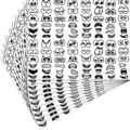 Autocollants yeux et bouche de dessin animé noir et blanc, déco Halloween pour bricolage. - 10 feuilles par lot / Autocollants étiquettes cartoon yeux et bouches noirs