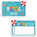 Pool party invitation cards cute paper summer greeting cards front and back set for kids. - 10 Cards