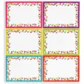 Colorful blank name tags set with vibrant polka dot confetti borders for DIY party labels - 1 Sheet
