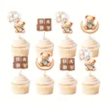 Ensemble de cake toppers ours en peluche bleu mignon pour fête d'anniversaire bébé. - 36 Pièces / Bleu