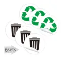 Autocollants de tri des dechets poubelle et recyclage etiquettes etanches pour bacs 6sets - F-1 (6 feuilles)