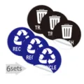 Autocollants Tri des Déchets 5 Pouces Étanche Poubelle Recyclage Logo Étiquettes 6 Sets - F-3 (6 feuilles)