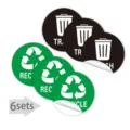 Ensemble d'autocollants de tri des déchets, étiquettes étanches de 5 pouces pour poubelles. - F-5 (6 feuilles)