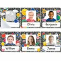 Étiquettes de nom d'élève de carnet noir personnalisées autocollants photo pour école - Paquet de 42 feuilles (b)