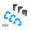Adhesifs de tri des dechets de 5 pouces etiquettes etanches pour poubelle de recyclage - F-2 (6 feuilles)