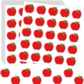 Adorables feuilles d'autocollants pomme rouge étiquettes autocollantes pour cartes postales - Lot de 20 / Autocollants sur le thème de la pomme