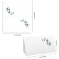 Tarjetas de asiento plegables de eucalipto acuarela minimalista para mesa de boda. - Hoja de eucalipto / Pack de 100