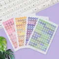 Colorés autocollants ronds alphabet chiffres couleur bonbon pour journal DIY papier craft. - 4 Feuilles/Paquet