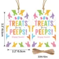 Détail d'étiquette cadeau de Pâques avec motifs de lapin mignons et dimensions avec ficelle. - 50 étiquettes avec 10 cm de ficelle / Lapin de Pâques