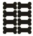 Autocollants en PVC en forme d'os de chien noir pour boîtes et décoration de fête - Forme d'os de chien / 7x3.8cm (8 Pièces/Paquet) / Noir