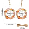 Étiquettes en papier citrouille d'automne avec ficelle pour déco de fête de Thanksgiving. - 50 étiquettes avec 10 cm de ficelle / Jour d'action de grâces