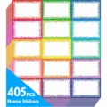 Etiquettes de nom a bordures de points colorees 405 pcs vierges inscriptibles ecole bureau - Étiquettes autocollantes confettis (lot de 10 feuilles)