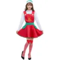 Christmas cosplay costume dress with hat and socks for women holiday party wear outfits - M / Set / Red and Green