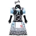 Alice maid cosplay costume set with checkered dress, apron, and accessories for women. - M / Set / Printed
