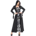 Mittelalterliches Retro Kapuzen Gothic Kleid mit Print Details für Cosplay und Halloween Partys. - S / Kleider