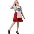 Nahaufnahmen der Trachtenkleidung für Mädchen, mit wunderschönem floralen Miederdesign. - S / Kleid (Kinderstil) / Blau/Rot/Weiß