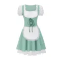 Robe Dirndl Oktoberfest Vichy Vert Manches Bouffantes Blanches Costume Cosplay Variante - S / Robes / Vert