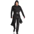 Costume de cosplay noir pour homme avec capuchon, tenue de guerrier ninja Halloween. - Taille unique / Haut et Bas / Noir