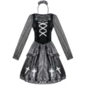 Gothic vampire nun cosplay costume for women, elegant black long sleeve halloween dress. - M / Dresses / Black