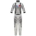 Silver metallic astronaut space suit jumpsuit for adults, perfect for Halloween and costume parties. - M / Jumpsuits / Men