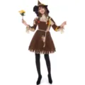 Womens scarecrow costume Halloween cosplay outfit festive carnival party dress up set. - S / Dresses / Brown