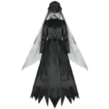 Halloween black ghost bride costume gothic witch dress with veil for women cosplay party. - M / Dresses / Black