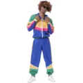 Disfraz de chándal disco retro de los años 80 y 90 para hombre y mujer conjunto de fiesta - Bloques de Color (Hombre)
