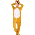 Adult animal cosplay onesie costume, comfortable yellow plush jumpsuit with hood for party. - M / Set