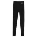 Zwarte legging met hoge taille in detailweergave, elastische stof en comfortabel. - M / Bottoms / Zwart