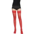 Rote Oberschenkelstrümpfe mit Spitzenrand sexy transparente Damenstrümpfe, Variante. - Einheitsgröße / Rot