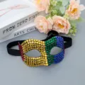 Halloween rhinestone half face mask sparkling masquerade party ball decorative eye mask. - Full Rhinestone - Little Beauty