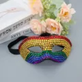 Sparkling rhinestone masquerade half-face mask for Halloween party and carnival events. - Full Rhinestone - Flat Head