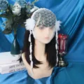 Velo de encaje blanco tocado disfraz de Halloween máscara fiesta mascarada cosplay accesorio - Velo facial - Estilo 1