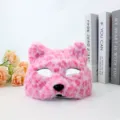 Masque chat peluche rose demi visage fausse fourrure costume fete accessoire variante - Rose
