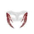 Halloween lace mask with bloody skeleton hands scary party costume spooky festival props - White
