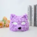 Masque chat peluche leopard violet, joli accessoire demi-visage pour soiree masquee. - Violet