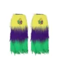 Karneval dreifarbige Plüsch Beinstulpen, gelb lila grün Party Kostüm Variante - Pfeil Modell B (45 cm)