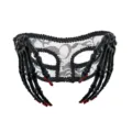 Halloween black lace skeleton hand masquerade mask for spooky party costume accessory - Black