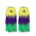 Karneval Flauschige Stulpen gelb lila grün Kunstfell Stiefelletten für Party Kostüm - Pfeil Modell C (45 cm)