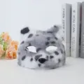 Halloween masque animal en peluche demi-visage chat doux fourrure accessoire de fete - Gris