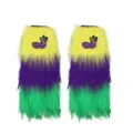 Karneval Plüsch Beinstulpen, bunte gelb lila grüne Kunstfell Stulpen für Party Kostüm. - Maske Modell B (45 cm)