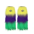 Bunte Karneval Kunstfell Beinstulpen mit Narrenkappen Aufnäher für Party Kostüm Verkleidung. - Hut Modell B (45 cm)