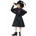 Kids Halloween Witch Costume Set Black Dress with Cape and Hat for Party Cosplay M-XL - M / Set / Kids