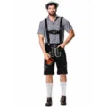 Traditionelles bayerisches Oktoberfest Herrenkostüm mit kariertem Hemd und Lederhose. - M / Oben Und Unten / Schwarz