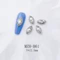 Nagelkunst Strass Charms Silber Legierung klare Marquise Kristall DIY Maniküre Dekore - Marquise Oval Stil (B61) / 10er Pack